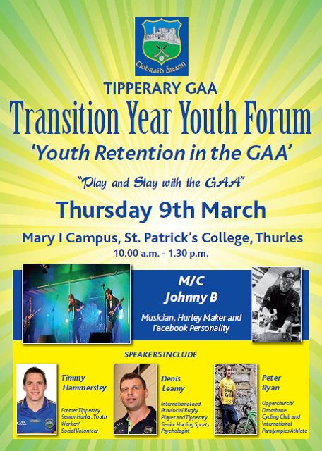 Tipperary GAA Transition Year Youth Forum – Youth Retention in the GAA